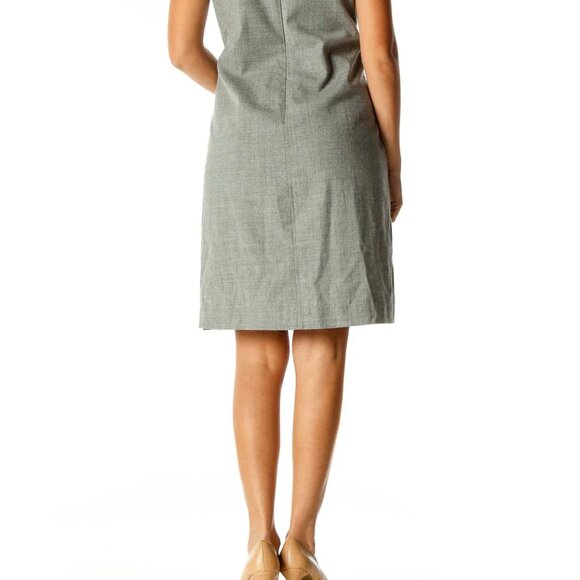 Gray Textured Classic A-Line Dress - Picture 4 of 4